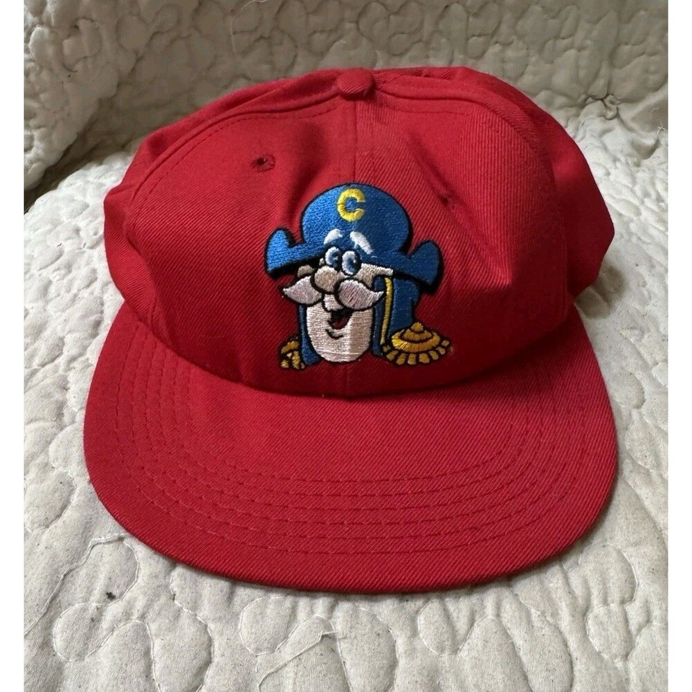 Vintage Cap’n Crunch Snapback Hat Red Embroidered Mascot Cap USA Made Adjustable